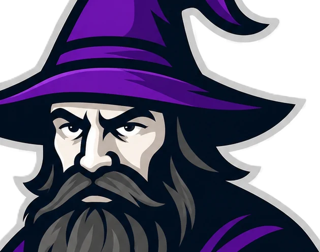 Portrait de la mascotte Wizardaring, un mage au chapeau violet